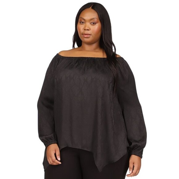 Michael Kors Women's Plus Size Jacquard Snakeskin-Print Handkerchief-Hem Top 1X - Picture 1 of 8